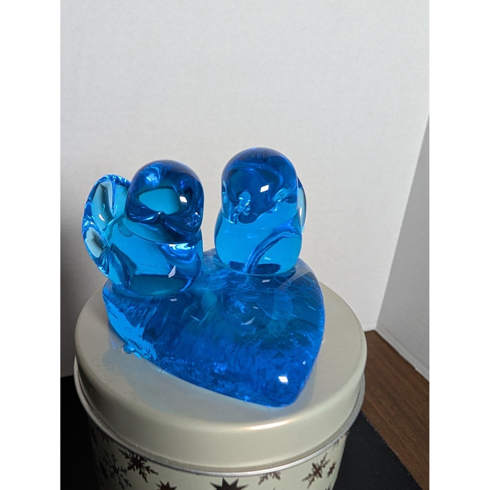 Leo Ward Blue Birds of Happiness Art Glass Signed